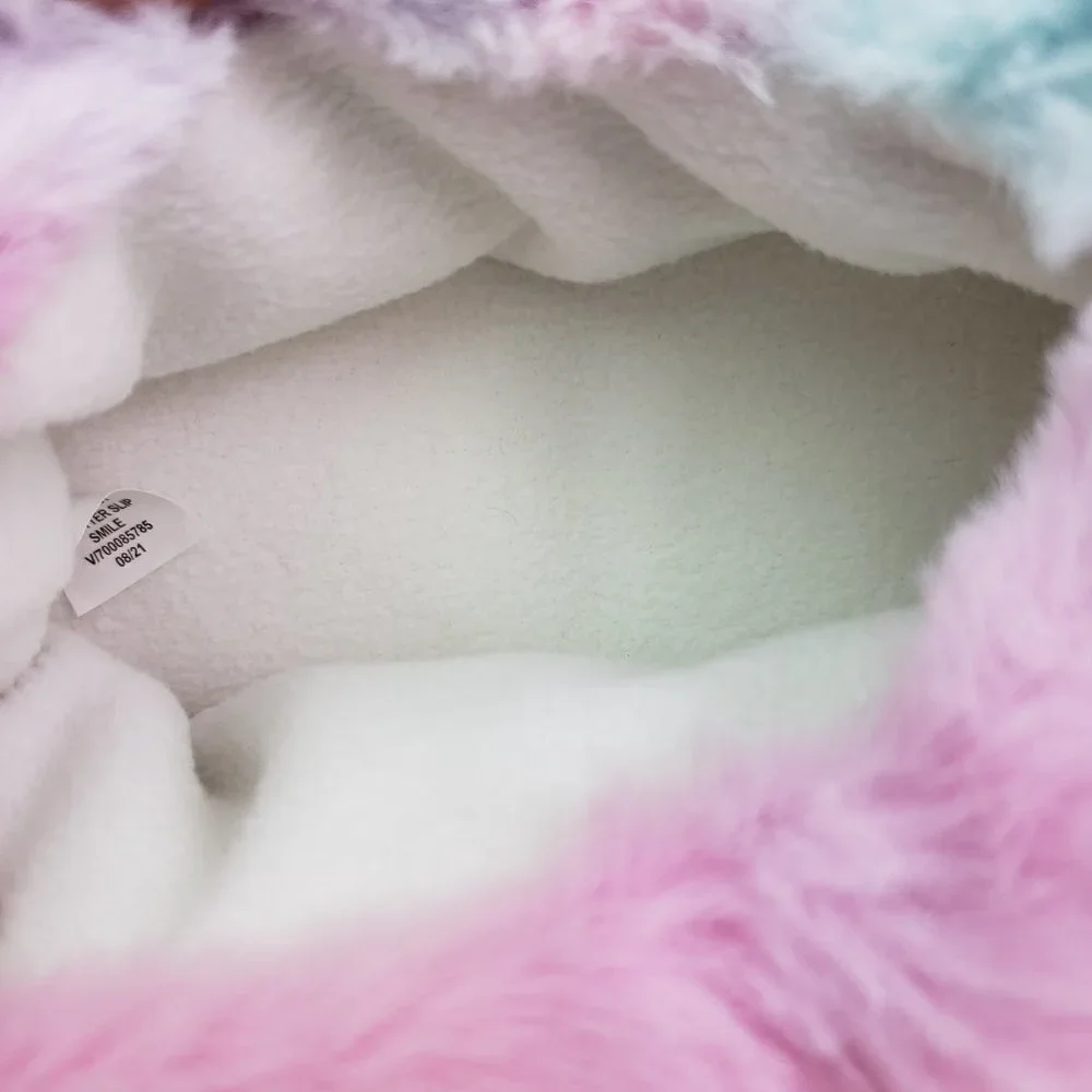 NEW Old Navy Girls Size XL 3-4 Critter Smile Slip On Fuzzy Comfort Slippers